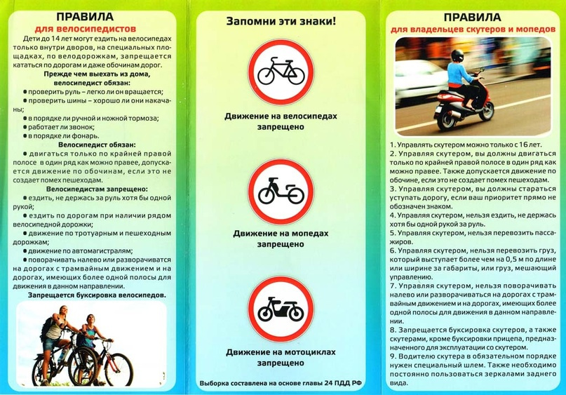 Правила безопасного катания на роликах, велосипеде и самокате